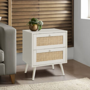 Accent Table, Side Table, End, Bedroom, Living Room, Nightstand, Storage Drawer, White Laminate, Modern, Contemporary