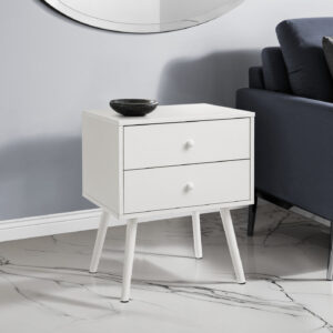 Accent Table, Bedroom, End, Living Room, Nightstand, Side Table, Storage Drawer, White Laminate, Modern, Contemporary