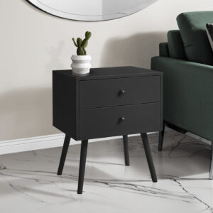 Accent Table, Bedroom, End, Living Room, Nightstand, Side Table, Storage Drawer, Black Laminate, Modern, Contemporary