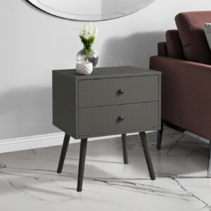 Accent Table, Bedroom, End, Living Room, Nightstand, Side Table, Storage Drawer, Grey Laminate, Modern, Contemporary
