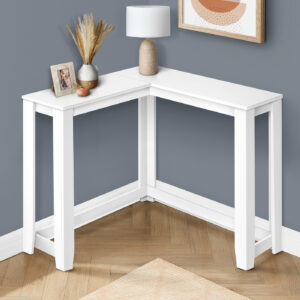 Accent Table, Console, Entryway, Narrow, Corner, Living Room, Bedroom, White Laminate, Contemporary, Modern