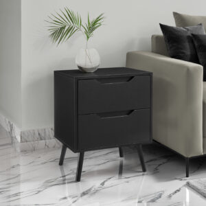 Accent Table, Side Table, End, Storage Drawer, Nightstand, Bedroom, Living Room, Black Laminate, Modern, Contemporary
