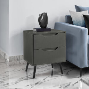 Accent Table, Side Table, End, Storage Drawer, Nightstand, Bedroom, Living Room, Grey Laminate, Modern, Contemporary