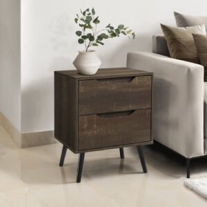 Accent Table, Side Table, End, Storage Drawer, Nightstand, Bedroom, Living Room, Brown Laminate, Modern, Contemporary
