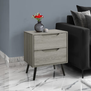 Accent Table, Side Table, End, Storage Drawer, Nightstand, Bedroom, Living Room, Taupe Laminate, Modern, Contemporary