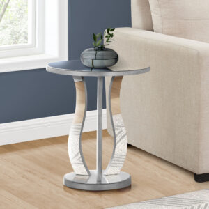 Accent Table, Side, End, Nightstand, Lamp, Living Room, Bedroom, Clear Mirror, Grey, Transitional
