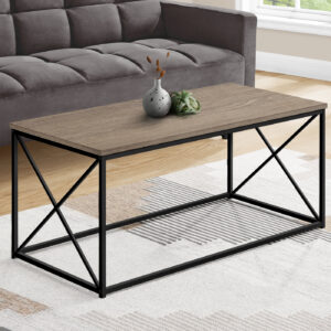Coffee Table, Accent, Cocktail, Rectangular, Living Room, 40"L, Brown Laminate, Black Metal, Contemporary, Modern