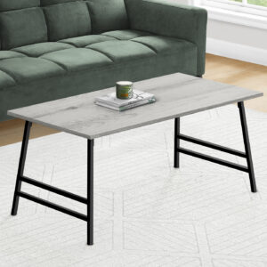 Coffee Table, Accent, Cocktail, Rectangular, Living Room, 40"L, Grey Laminate, Black Metal, Contemporary, Modern