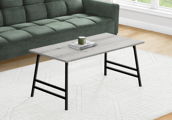 Coffee Table, Accent, Cocktail, Rectangular, Living Room, 40″L, Grey Laminate, Black Metal, Contemporary, Modern