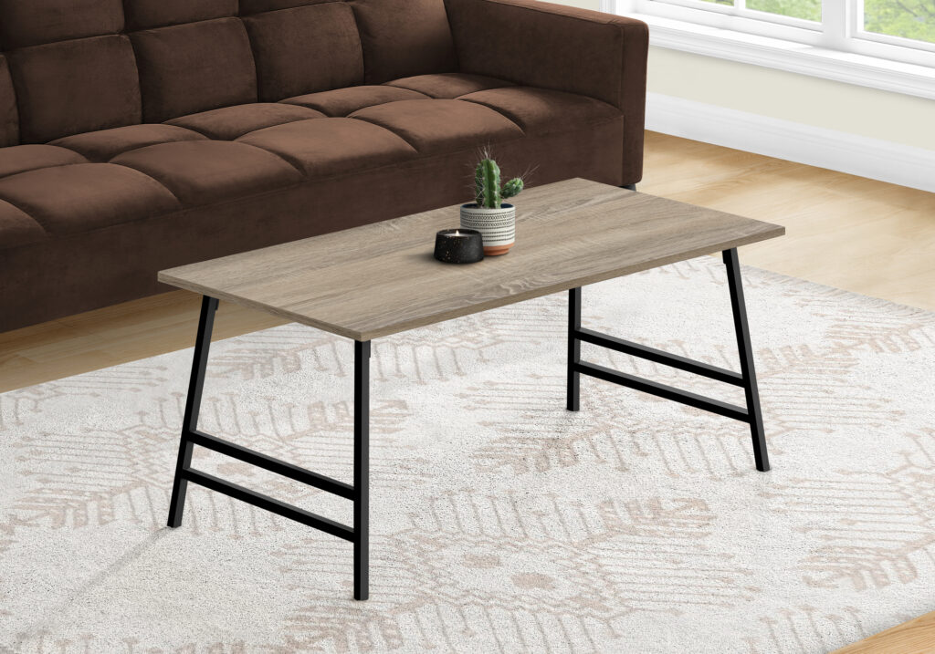 Coffee Table, Accent, Cocktail, Rectangular, Living Room, 40″L, Brown Laminate, Black Metal, Contemporary, Modern