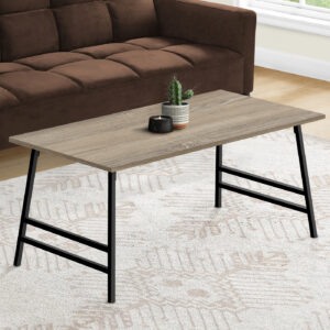 Coffee Table, Accent, Cocktail, Rectangular, Living Room, 40"L, Brown Laminate, Black Metal, Contemporary, Modern