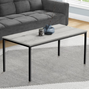 Coffee Table, Accent, Cocktail, Rectangular, Living Room, 40"L, Grey Laminate, Black Metal, Contemporary, Modern