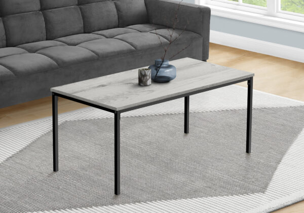 Coffee Table, Accent, Cocktail, Rectangular, Living Room, 40″L, Grey Laminate, Black Metal, Contemporary, Modern