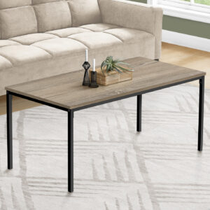 Coffee Table, Accent, Cocktail, Rectangular, Living Room, 40"L, Brown Laminate, Black Metal, Contemporary, Modern