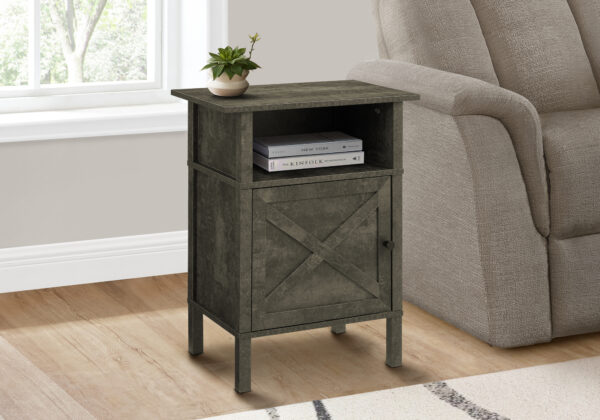 Accent Table, Side Table, End, Living Room, Small, Storage, Dark Bronze Laminate, Transitional