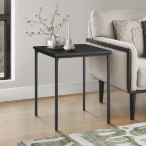 Accent Table, 22" H, Side Table, End, Small, Nightstand, Square, Bedroom, Living Room, Black Laminate, Black Metal, Contemporary, Modern