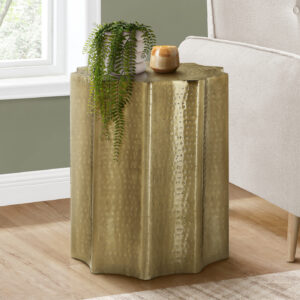 Accent Table, Drum, Side, End, Nightstand, Lamp, Living Room, Bedroom, Gold Metal, Contemporary, Modern