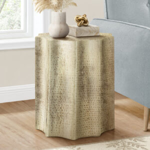 Accent Table, Drum, Side, End, Nightstand, Lamp, Living Room, Bedroom, Gold Metal, Contemporary, Modern