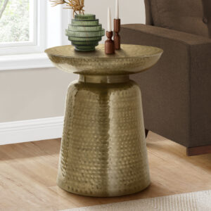 Accent Table, Drum, Side, End, Nightstand, Lamp, Living Room, Bedroom, Gold Metal, Contemporary, Modern