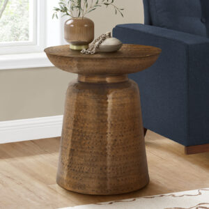 Accent Table, Drum, Side, End, Nightstand, Lamp, Living Room, Bedroom, Copper Metal, Contemporary, Modern