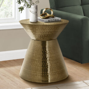 Accent Table, Drum, Side, End, Nightstand, Lamp, Living Room, Bedroom, Gold Metal, Contemporary, Modern