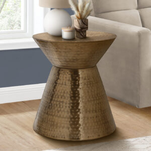Accent Table, Drum, Side, End, Nightstand, Lamp, Living Room, Bedroom, Copper Metal, Contemporary, Modern