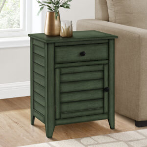 Accent Table, Nightstand, Storage Drawer, End, Side Table, Bedroom, Lamp, Storage, Antique Green Veneer, Transitional