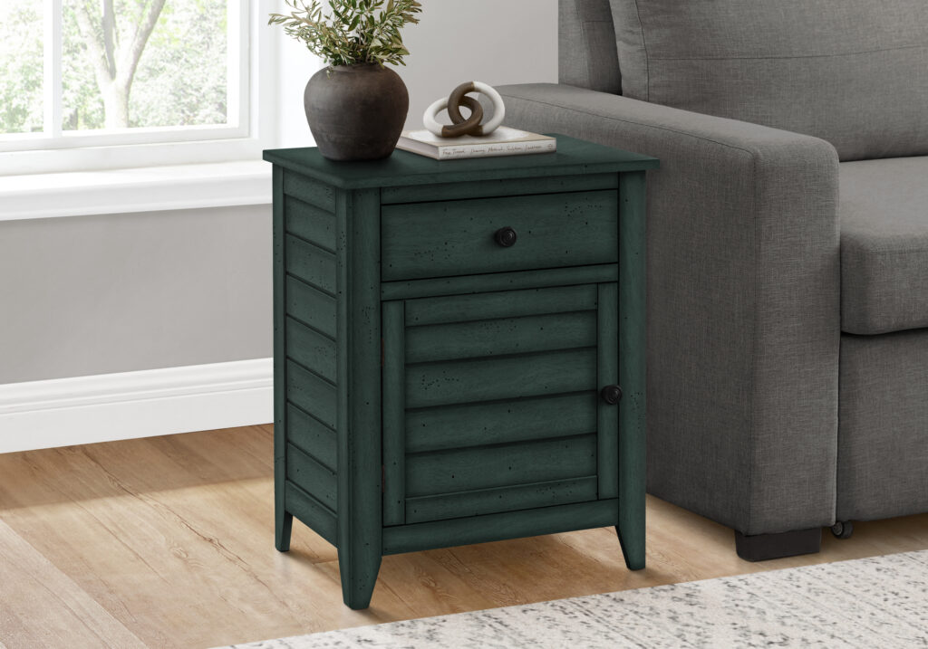 Accent Table, Nightstand, Storage Drawer, End, Side Table, Bedroom, Lamp, Storage, Antique Blue Veneer, Transitional
