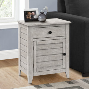 Accent Table, Nightstand, Storage Drawer, End, Side Table, Bedroom, Lamp, Storage, Grey Veneer, Transitional