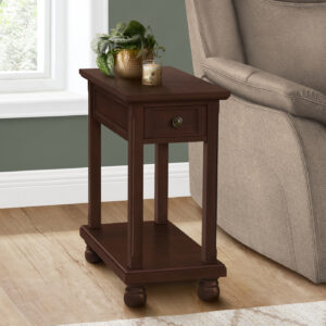 Accent Table, End, Side Table, Narrow, Nightstand, Bedroom, Lamp, Storage Drawer, Brown Veneer, Traditional
