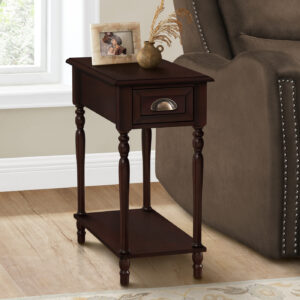 Accent Table, 2 Tier, Side Table, End, Narrow, Nightstand, Bedroom, Lamp, Storage Drawer, Brown Veneer, Traditional