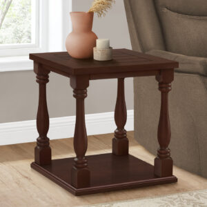 Accent Table, 2 Tier, End, Side Table, Square, Nightstand, Bedroom, Lamp, Brown Veneer, Traditional