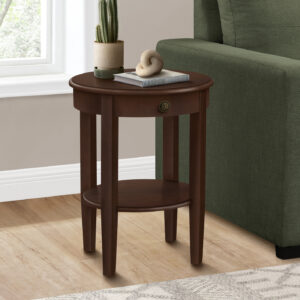 Accent Table, 2 Tier, End, Side Table, Round, Nightstand, Bedroom, Lamp, Brown Veneer, Transitional