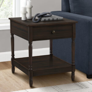Accent Table, 2 Tier, End, Side Table, Square, Nightstand, Bedroom, Lamp, Brown Veneer, Traditional