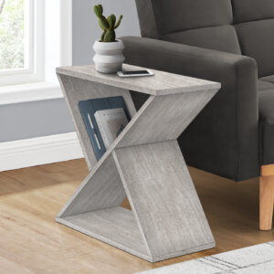 Accent Table, Side, End, Nightstand, Narrow, Small, Bedroom, Living Room, Lamp, Grey Veneer, Contemporary