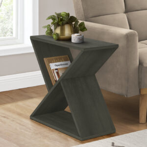 Accent Table, Side, End, Nightstand, Narrow, Small, Bedroom, Living Room, Lamp, Dark Green Veneer, Contemporary