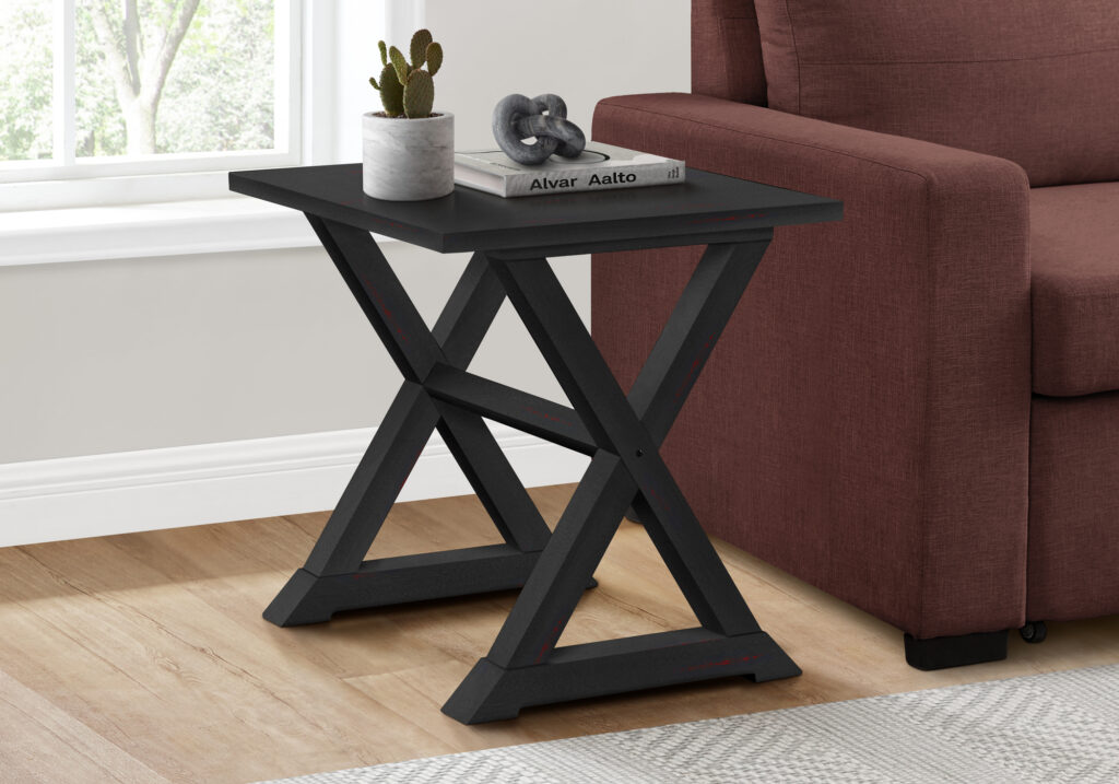 Accent Table, End, Side Table, Square, Nightstand, Bedroom, Lamp, Black Veneer, Transitional