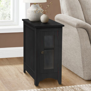 Accent Table, End, Side Table, Narrow, Nightstand, Bedroom, Lamp, Storage, Black Veneer, Transitional