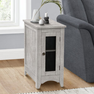Accent Table, End, Side Table, Narrow, Nightstand, Bedroom, Lamp, Storage, Grey Veneer, Transitional