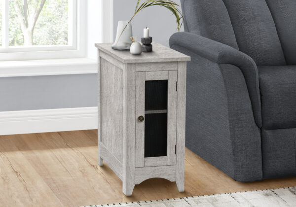 Accent Table, End, Side Table, Narrow, Nightstand, Bedroom, Lamp, Storage, Grey Veneer, Transitional