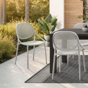 Grey stacking dining armchair set 4 outdoor chair