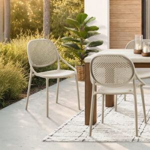 Taupe stacking dining armchair set 4 outdoor chair