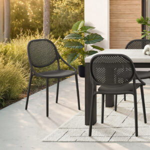 Black stacking dining armchair set 4 outdoor chair