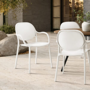 White stacking dining armchair set 4 outdoor chair