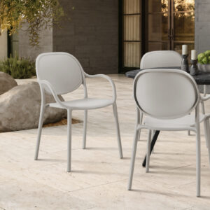 Grey stacking dining armchair set 4 outdoor chair