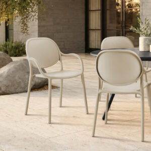 Taupe stacking dining armchair set 4 outdoor chair