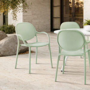 Green stacking dining armchair set 4 outdoor chair