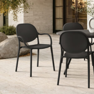 Black stacking dining armchair set 4 outdoor chair