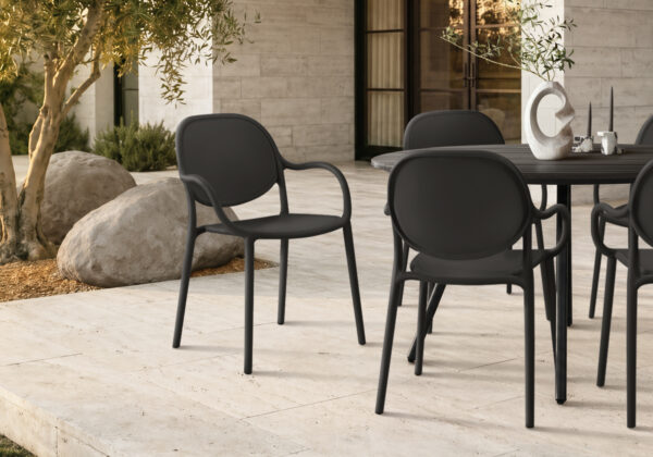 Black stacking dining armchair set 4 outdoor chair