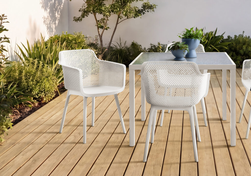 White dining armchair set 4 outdoor chair